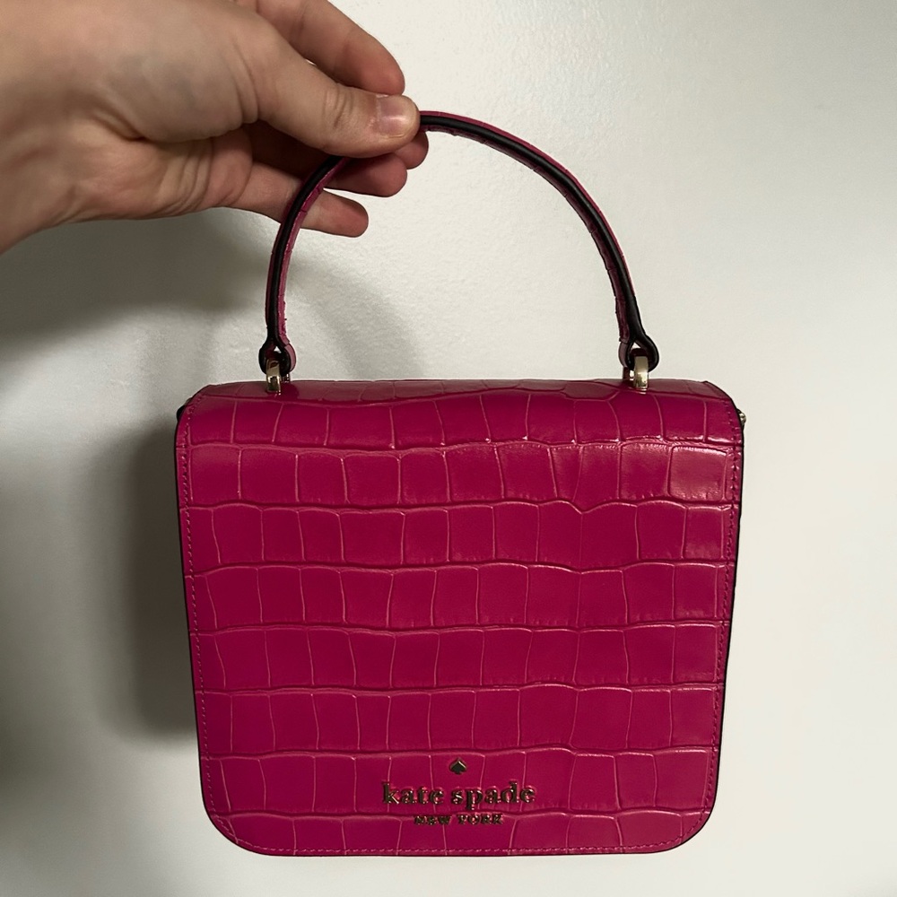 kate spade pink mini croc-embossed bag
